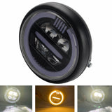 7" Universal Motorcycle LED Headlight Cafe Racer Round Headlamp w/ High Low Beam Halo Daytime Running Light DRL For HONDA CB400 - pazoma