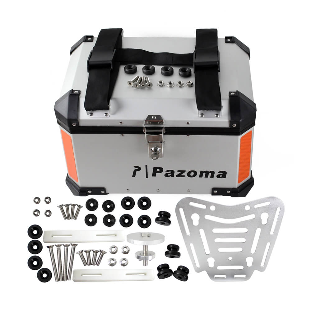Universal Motorcycle Top Case Aluminum 45L Cargo Storage Tail Box Motorbike Street Bike Rear Luggage Lock Topcase BMW Honda Triumph Yamaha - pazoma