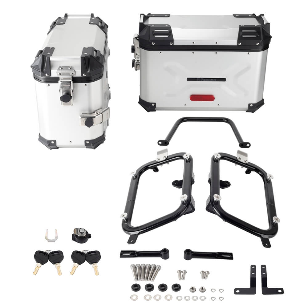 Aluminum Side Top Cases Rear Luggage Tail Box W/Mount Plate System Bracket for Harley Street Bob FXBB FXBBS Standard FXST 18- - pazoma