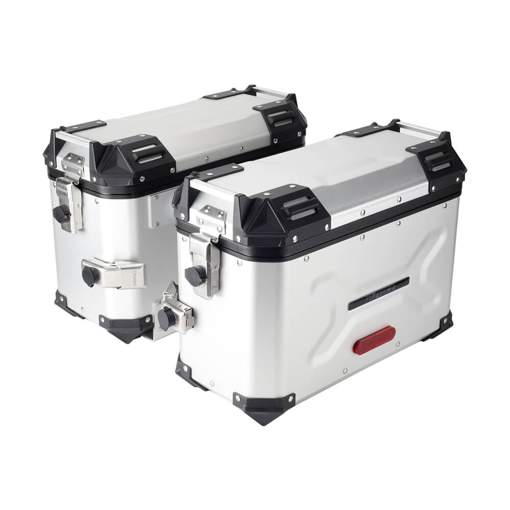 Pan America Style's Aluminum Side Top Cases Rear Luggage Tail Box W/Mount Bracket To Harley Street Bob FXBB Standard FXST 18-24 - pazoma