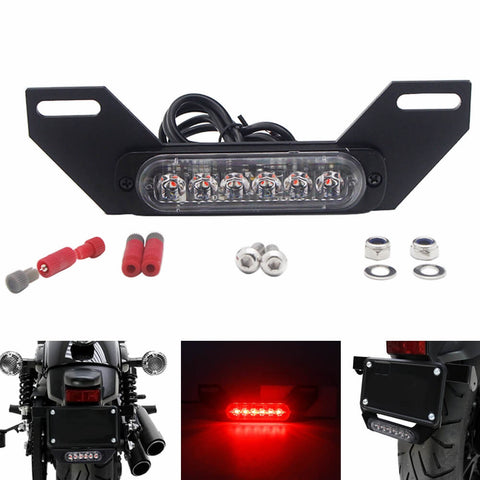 Motorcycle B6 License Plate Auxiliary LED Taillight Burst Flash Brake light - pazoma