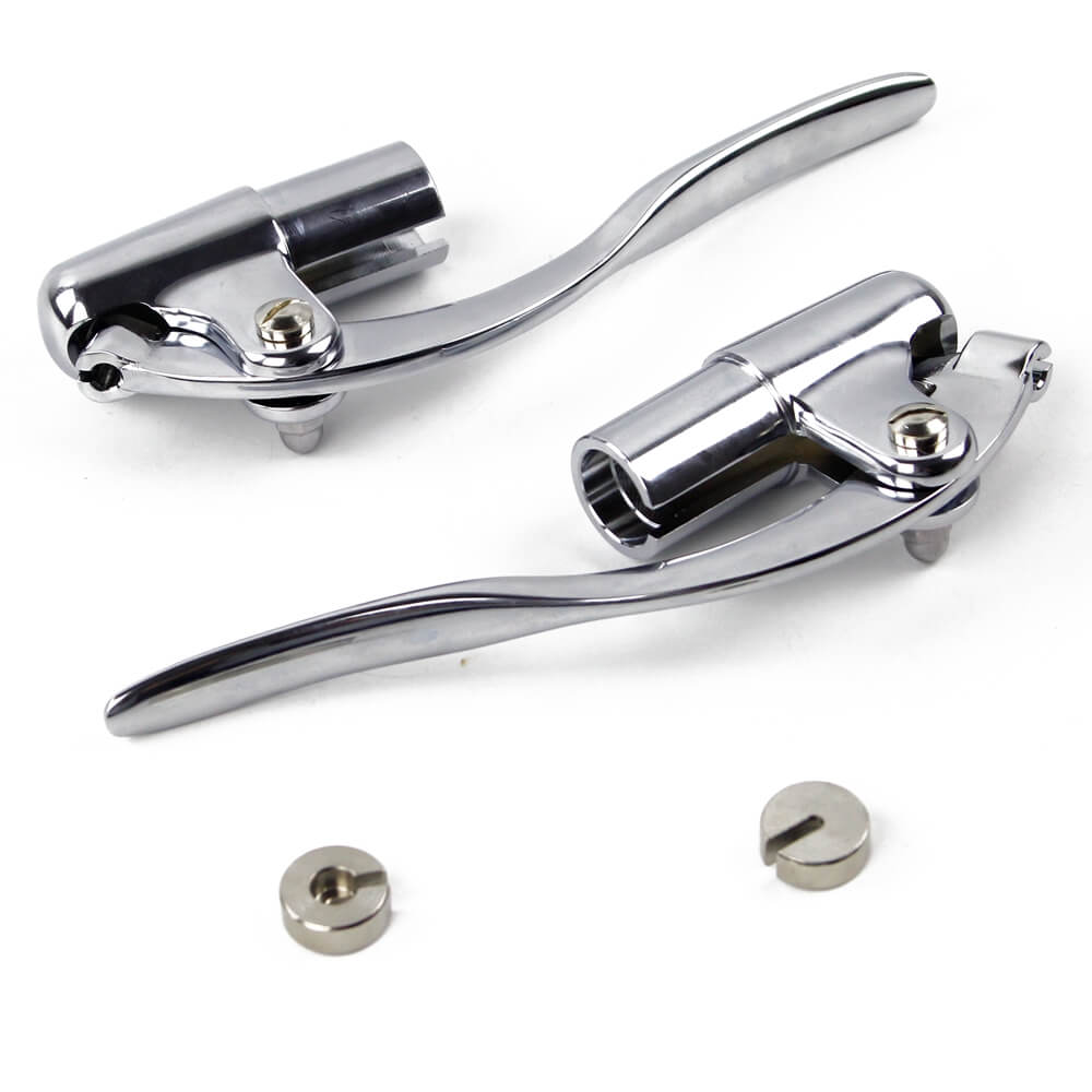 Custom Chopper Bobber Cafe Racer Old School Bar End Control Lever Inverted Brake Clutch Levers for 1" handlebars Chrome Made Out of Forged Brass - pazoma
