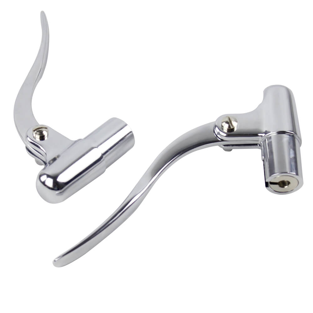 Custom Chopper Bobber Cafe Racer Old School Bar End Control Lever Inverted Brake Clutch Levers for 1" handlebars Chrome Made Out of Forged Brass - pazoma