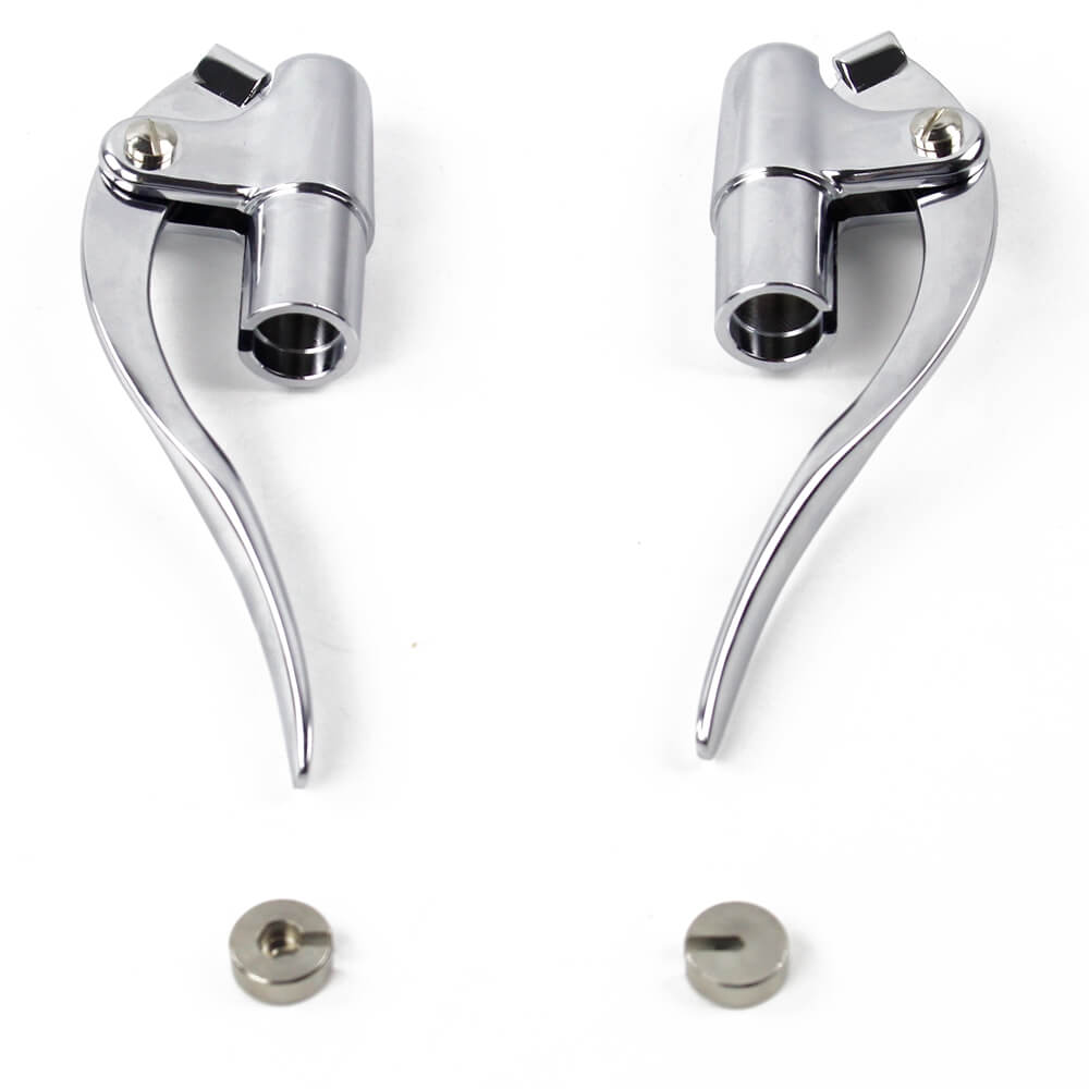 Custom Chopper Bobber Cafe Racer Old School Bar End Control Lever Inverted Brake Clutch Levers for 1" handlebars Chrome Made Out of Forged Brass - pazoma