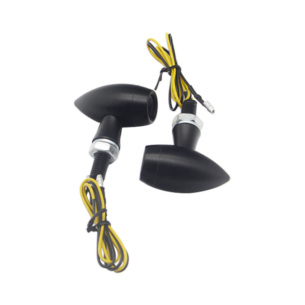 Motorcycle Amber Mini Bullet Turn Signals 2pcs LED Lamp Black Lights Blinker Indicator Light For Harley Cruiser Chopper Custom Bike Bobber - pazoma