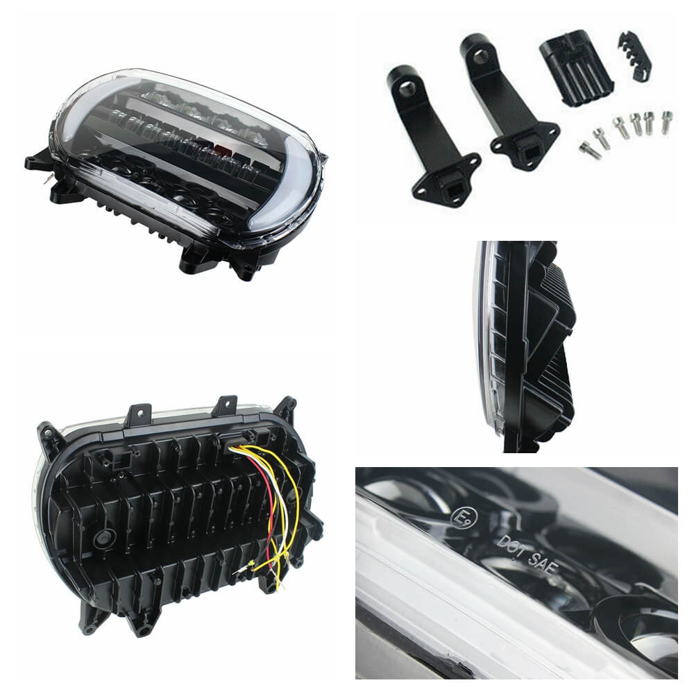 New Motorcycle Harley Road Glide FLTRX FLTRU 2015-2024 Dual LED Headlight Projector Headlamp With Turn Signal & Daylight Running Light DRL - pazoma