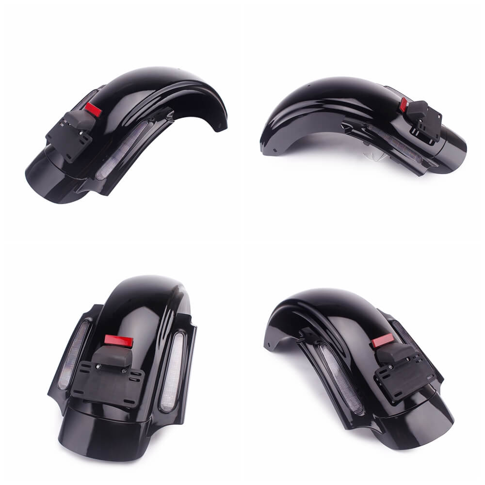 Black LED CVO Style Rear Fender System For Harley Touring Road King Electra Road Street Glide FLHR FLHT FLHX 2009-2013 - pazoma