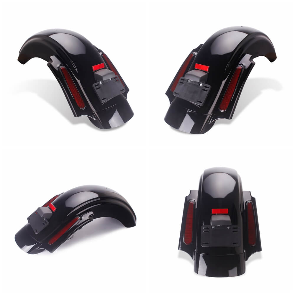 Black LED CVO Style Rear Fender System For Harley Touring Road King Electra Road Street Glide FLHR FLHT FLHX 2009-2013 - pazoma