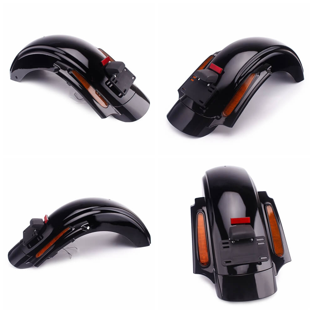 Black LED CVO Style Rear Fender System For Harley Touring Road King Electra Road Street Glide FLHR FLHT FLHX 2009-2013 - pazoma