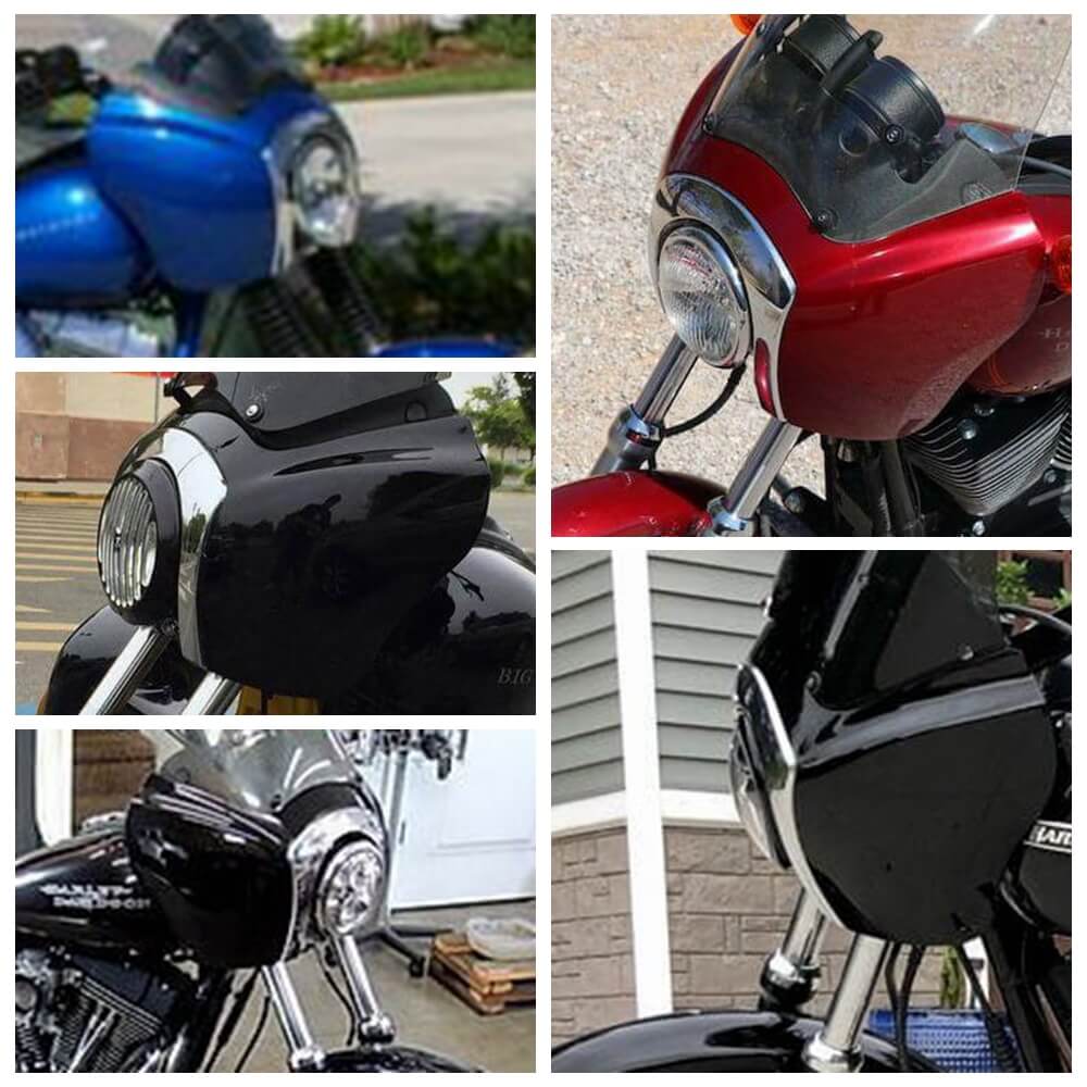 T-Sport Headlight Fairing Bezels Trim Cover For Harley Dyna FXDXT FXDWG FXR Dyna Street Bob CBC Cali TSport Front Fairing Club Style - pazoma