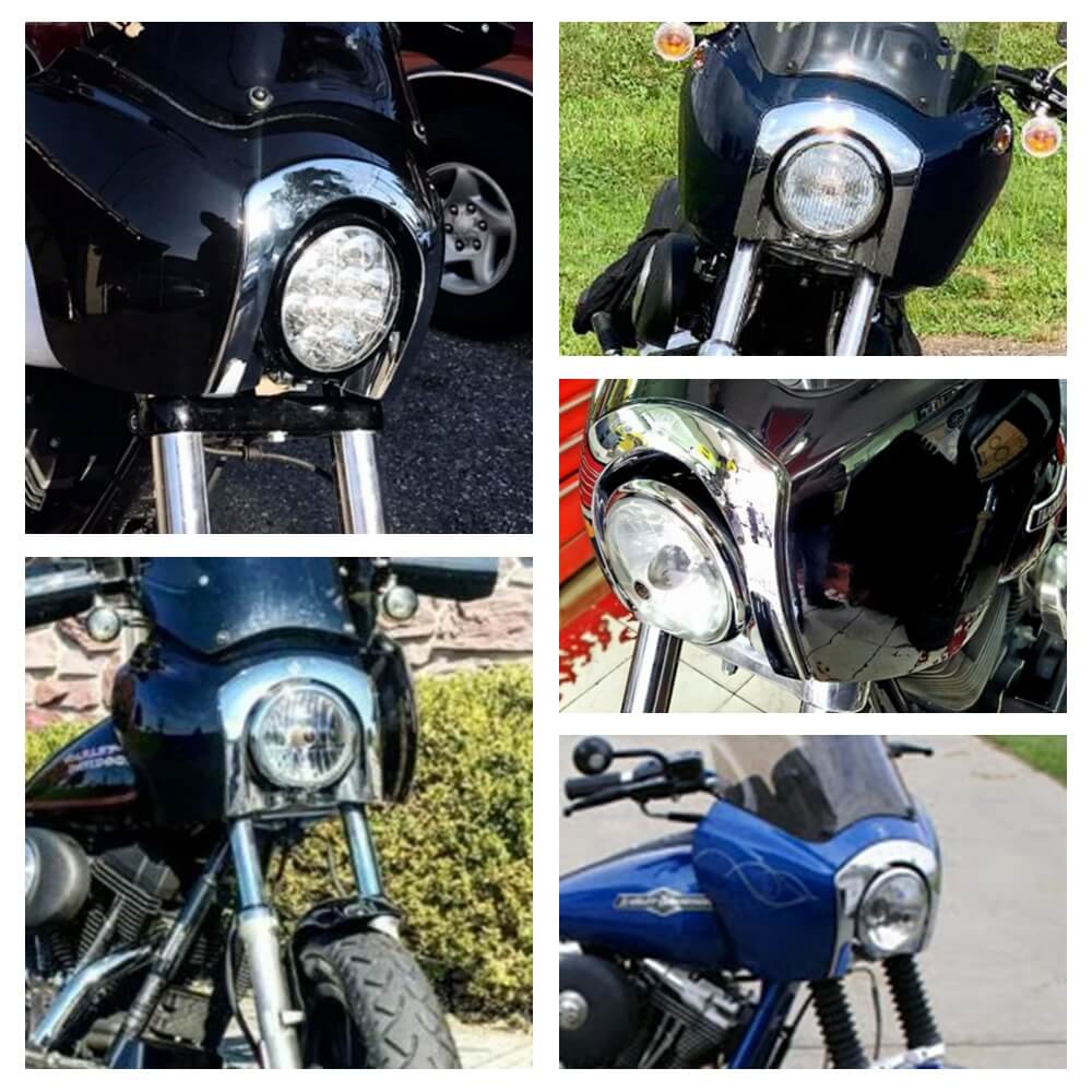 T-Sport Headlight Fairing Bezels Trim Cover For Harley Dyna FXDXT FXDWG FXR Dyna Street Bob CBC Cali TSport Front Fairing Club Style - pazoma