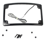 Motorcycle 4x7" Curved Radius License Plate Frame Holder Rear Fender with LED Light For Harley Softail Touring Dyna sport glide FLSL/FXBB - pazoma