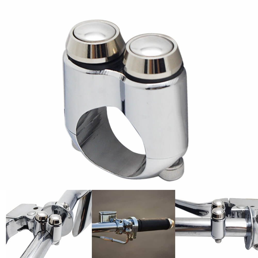 Dual Button Microswitch 2-Button Micro Switch  Control Momentary M-Switch Kit for 22.2mm 7/8 inch Handlebar Bobber Cafe Racer Chopper - pazoma