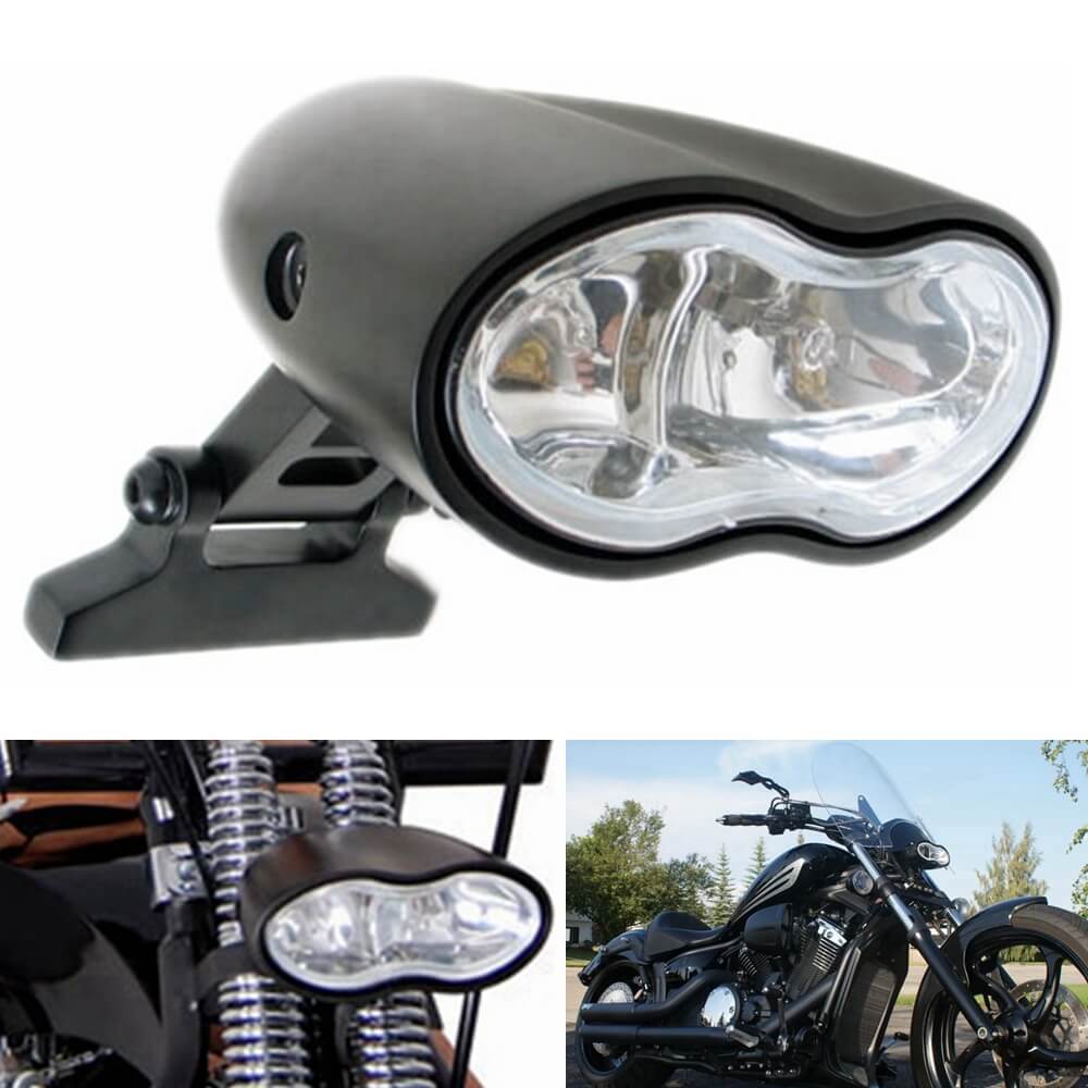Dual Wave ET Custom Universal Twin Cyclops Motorcycle Headlight Headlamp For Harley V-Rod Choppers Bobbers Customs - pazoma