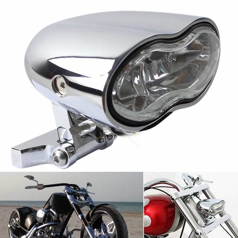 Dual Wave ET Custom Universal Twin Cyclops Motorcycle Headlight Headlamp For Harley V-Rod Choppers Bobbers Customs - pazoma