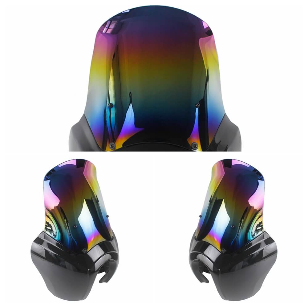 FXDXT Dyna Super Glide 15 inch T-Sport Headlight fairings Replacement Recurve Windshield Kit for Harley Street Bob FXR FXBB - pazoma