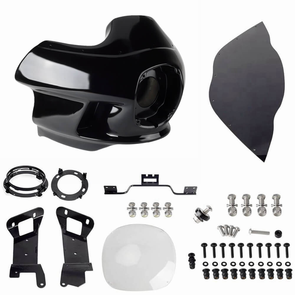 FXR Style Clubstyle FXRT FXRP FXRD Upper Lower Fairings w/ Brackets For Harley Softail M8 Fat Street Bob Low Rider S Standard - pazoma