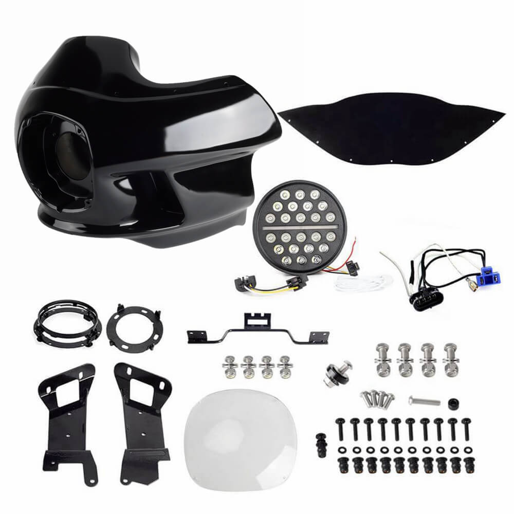 FXR Style Clubstyle Upper Lower Fairing W/7" LED Headlight For Harley Softail M8 FXBB FXBBS FXLR FXLRS FXFB FXFBS FXST 18-24 - pazoma