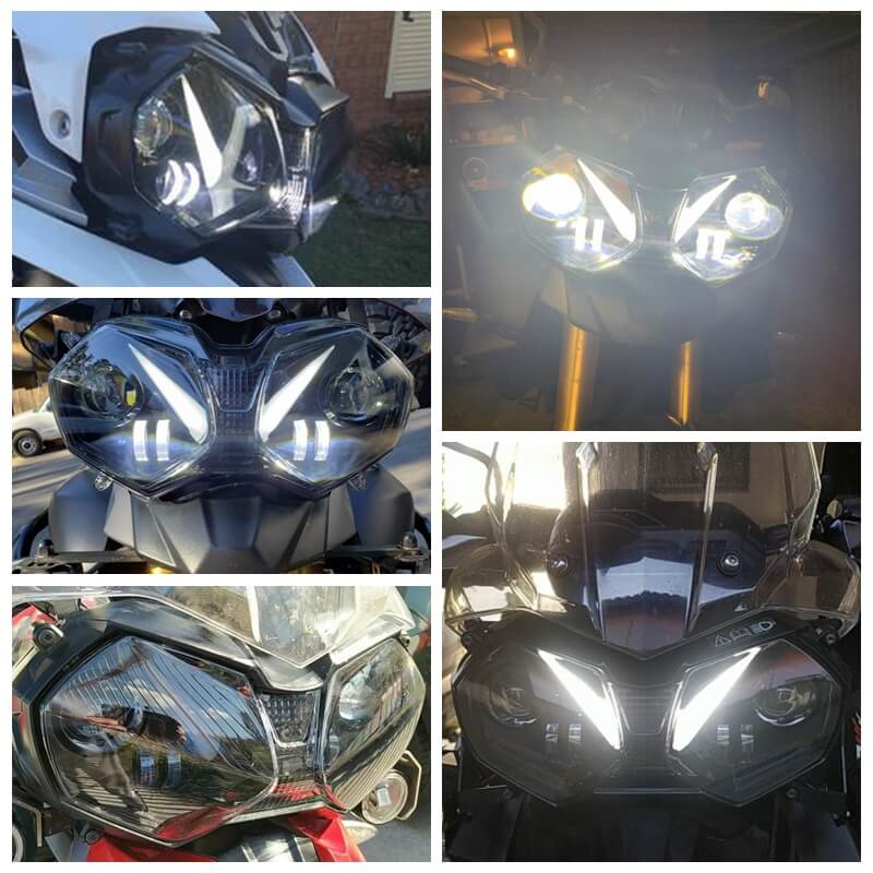 LED Projection Headlight Headlamp Assembly Angel Eyes DRL Replacement Headlight For Triumph Tiger 800 / Tiger Explorer XC 2010-2017 - pazoma