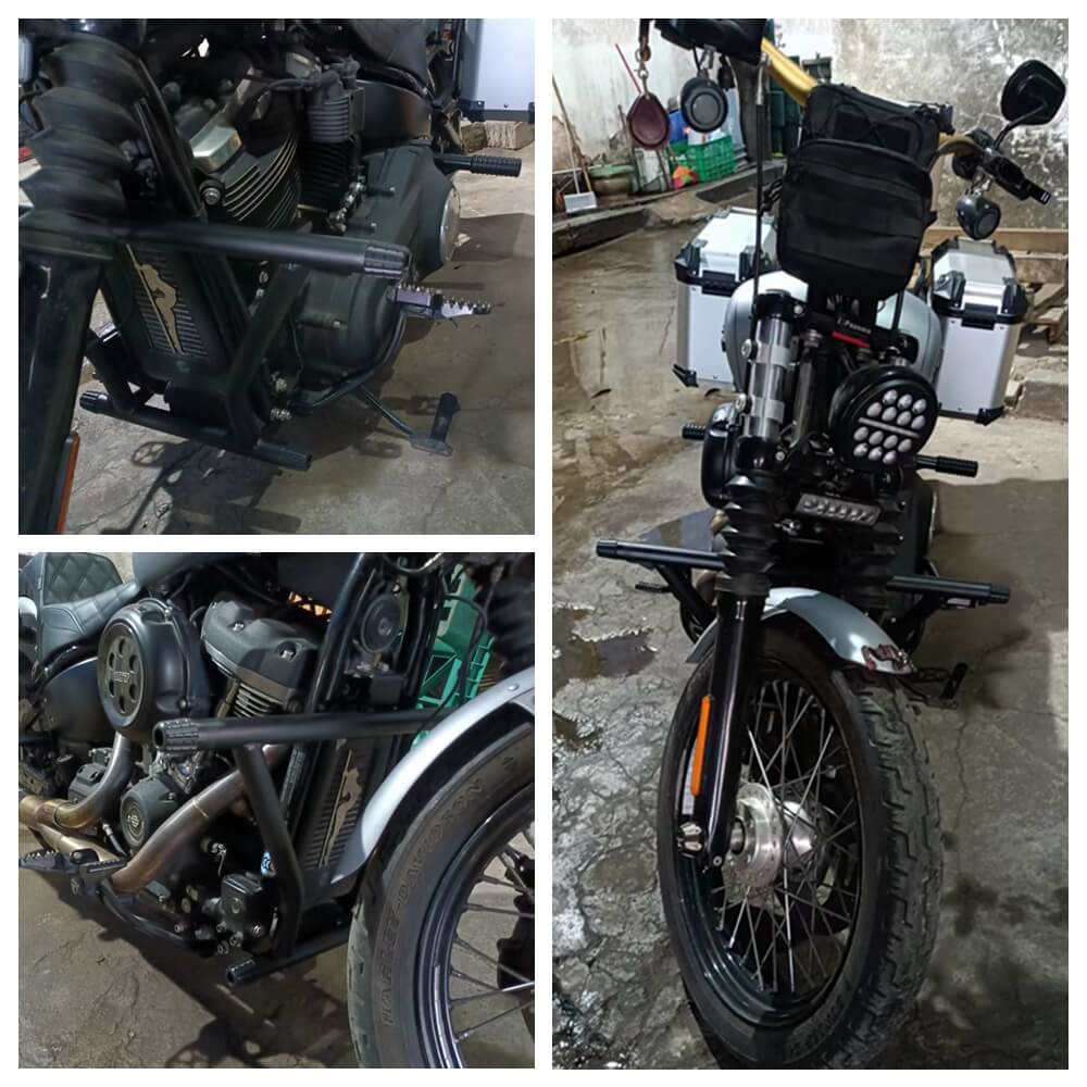 Front Highway Peg High 2 Step Crash Bar Engine Guard crash cage For Harley Softail Street Bob Low Rider Fat Bob 114 Standard 2018-2024 - pazoma