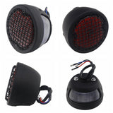 Grid Style Retro Motorcycle 12V LED Taillight W/License Light For Harley Chopper Cafe Racer Bobber Custom Brake Stop Tail Light - pazoma