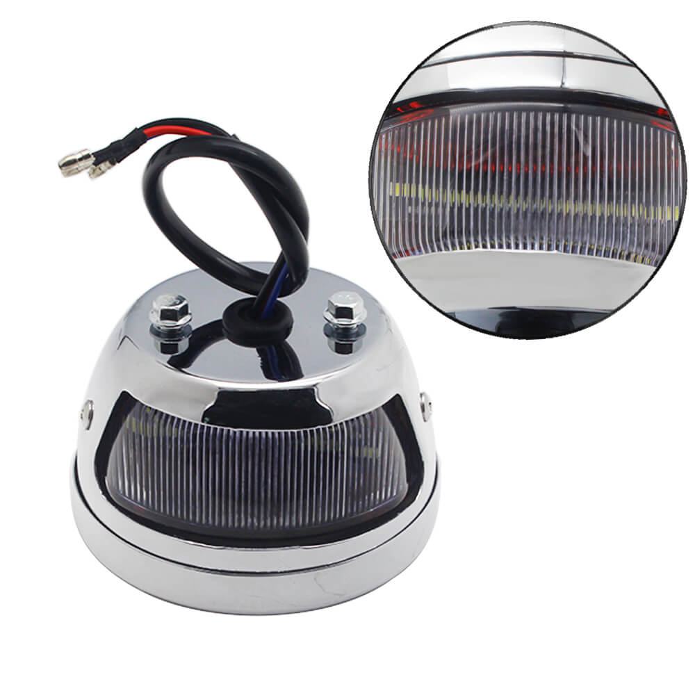 Grid Style Retro Motorcycle 12V LED Taillight W/License Light For Harley Chopper Cafe Racer Bobber Custom Brake Stop Tail Light - pazoma
