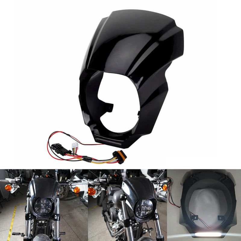 HARLEY-DAVIDSON Softail Breakout M8 Breakout 114 FXBR FXBRS Front Headlight Fairing Cover Cowl w/ LED Daytime Running Light DRL 2018-2025 - pazoma