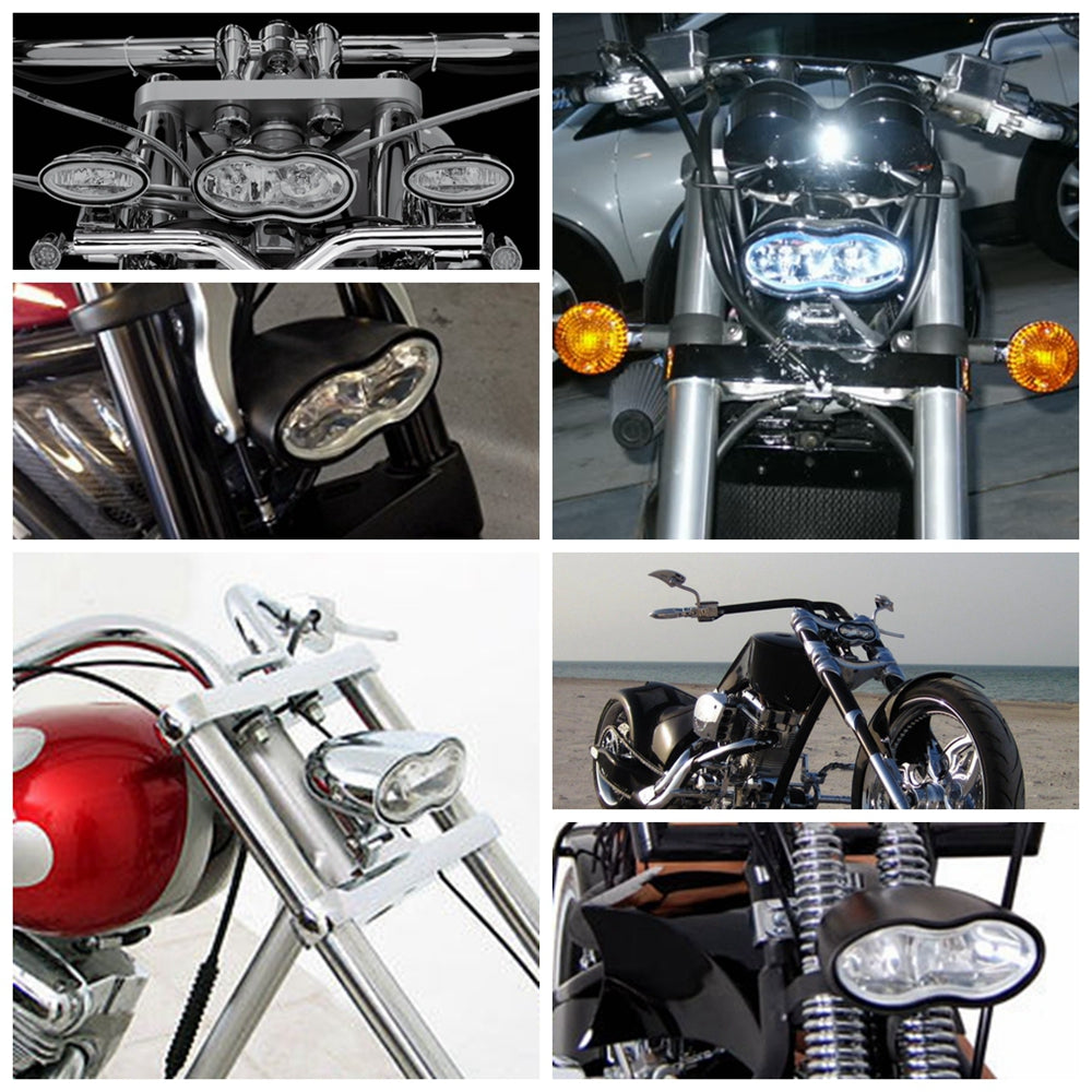 Harley V-Rod Choppers Bobbers Cyclops Custom Motorcycle Headlight Double Oval Wave Twin Headlamp - pazoma