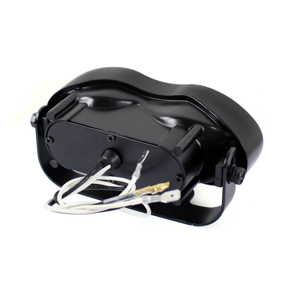 Motorcycle Double Oval Twin Headlight Cateye Retro Wave Head Lamp Custom Streetfighter Cafe Racer Bobbers Chopper H3 2 x 55w - pazoma