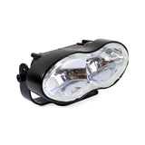 Motorcycle Double Oval Twin Headlight Cateye Retro Wave Head Lamp Custom Streetfighter Cafe Racer Bobbers Chopper H3 2 x 55w - pazoma