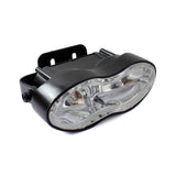 Motorcycle Double Oval Twin Headlight Cateye Retro Wave Head Lamp Custom Streetfighter Cafe Racer Bobbers Chopper H3 2 x 55w - pazoma