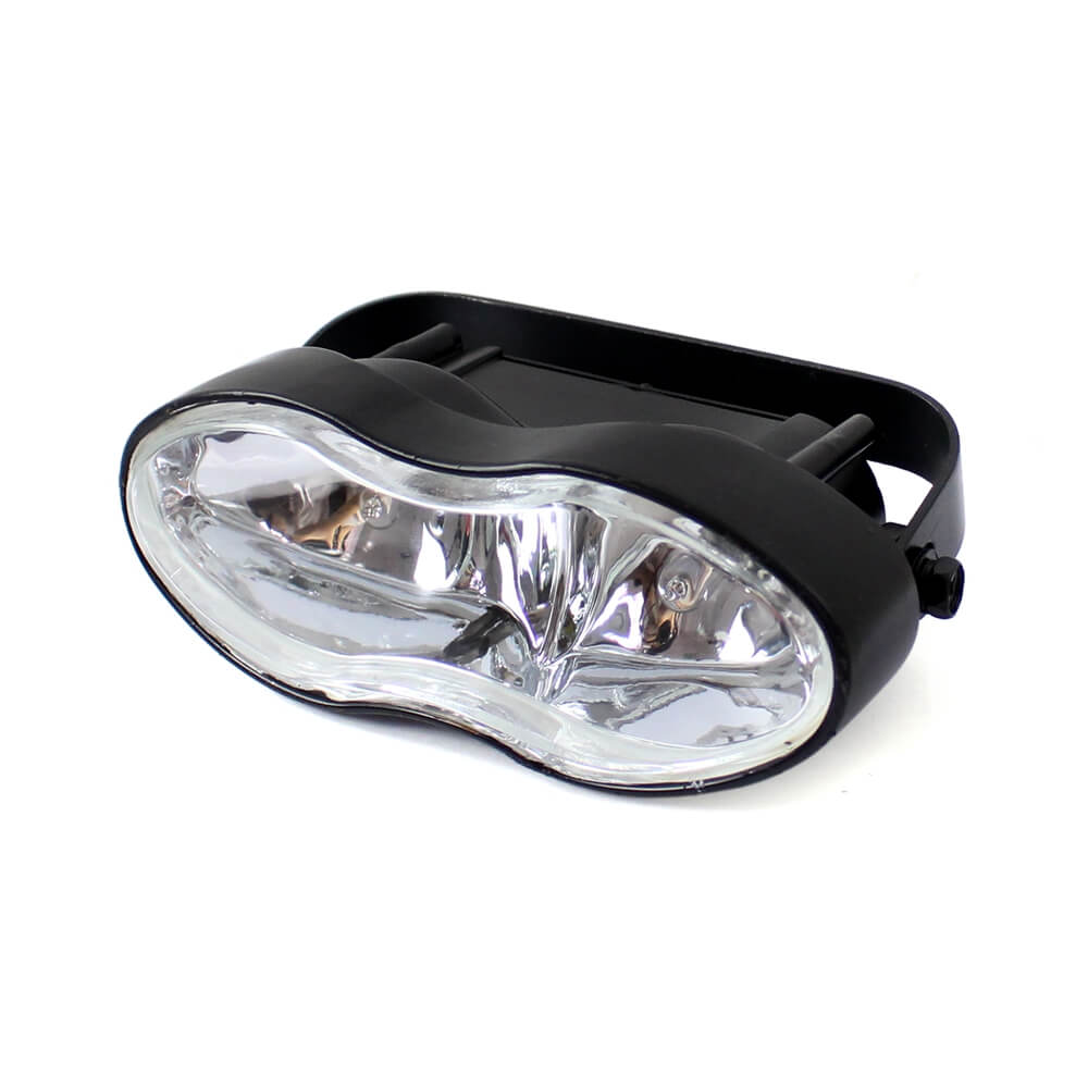 Motorcycle Double Oval Twin Headlight Cateye Retro Wave Head Lamp Custom Streetfighter Cafe Racer Bobbers Chopper H3 2 x 55w - pazoma