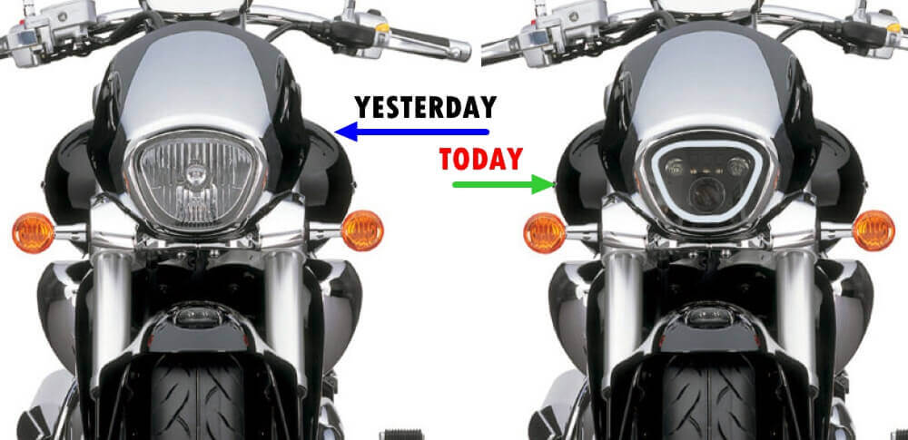 Suzuki Boulevard M109R VZR1800 M90 Black LED Headlight Front LED Headlamp DRL+HL/Lo Beam Assembly 2006-2024 - pazoma