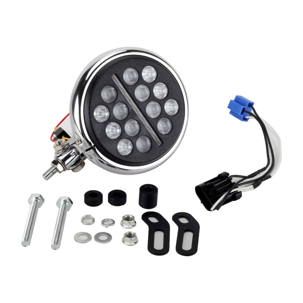 Harley Softail Low Rider S FXLRS to Dyna 5.75 Inch LED Headlight With Conversion Mount Extension Relocation Bracket Hardware kit 20-2025 - pazoma