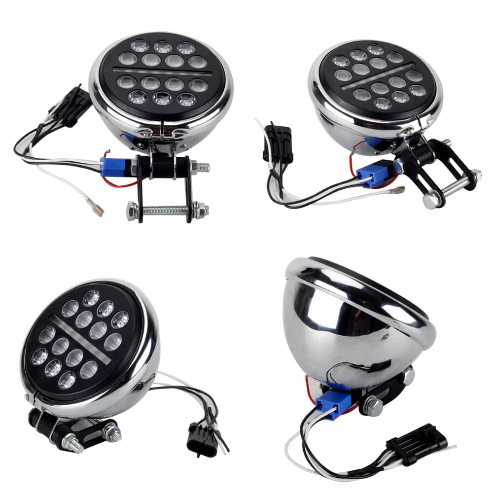 Harley Softail Low Rider S FXLRS 5.75" Club style LED Headlight W/ Conversion Extension Bracket Kit For T-sport Front Fairing - pazoma