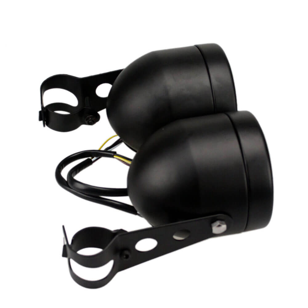 Motorcycle Twin Front Headlight lamp W/ Bracket For Harley Street Fat Boy Dual Sport Dirt Bikes Street Fighter Cafe Racer - pazoma