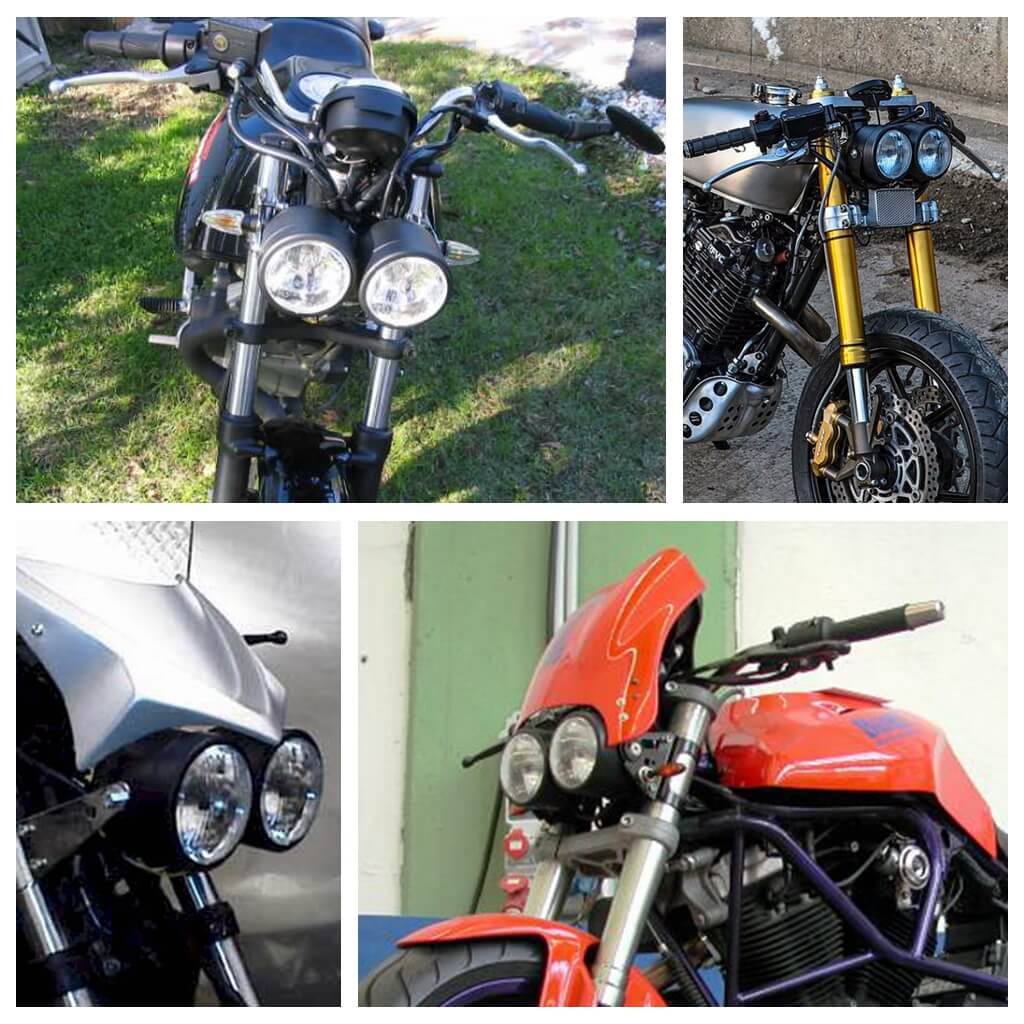 Motorcycle Twin Front Headlight lamp W/ Bracket For Harley Street Fat Boy Dual Sport Dirt Bikes Street Fighter Cafe Racer - pazoma