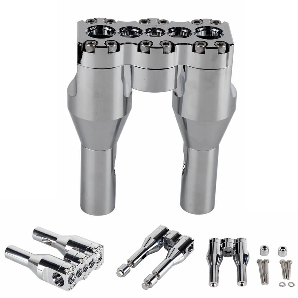 1-1/8" 28.6mm Club Style Top Clamp Straight Upright Modular Handlebar Risers For Harley Dyna Softail Sportster FXDLS FXBB - pazoma