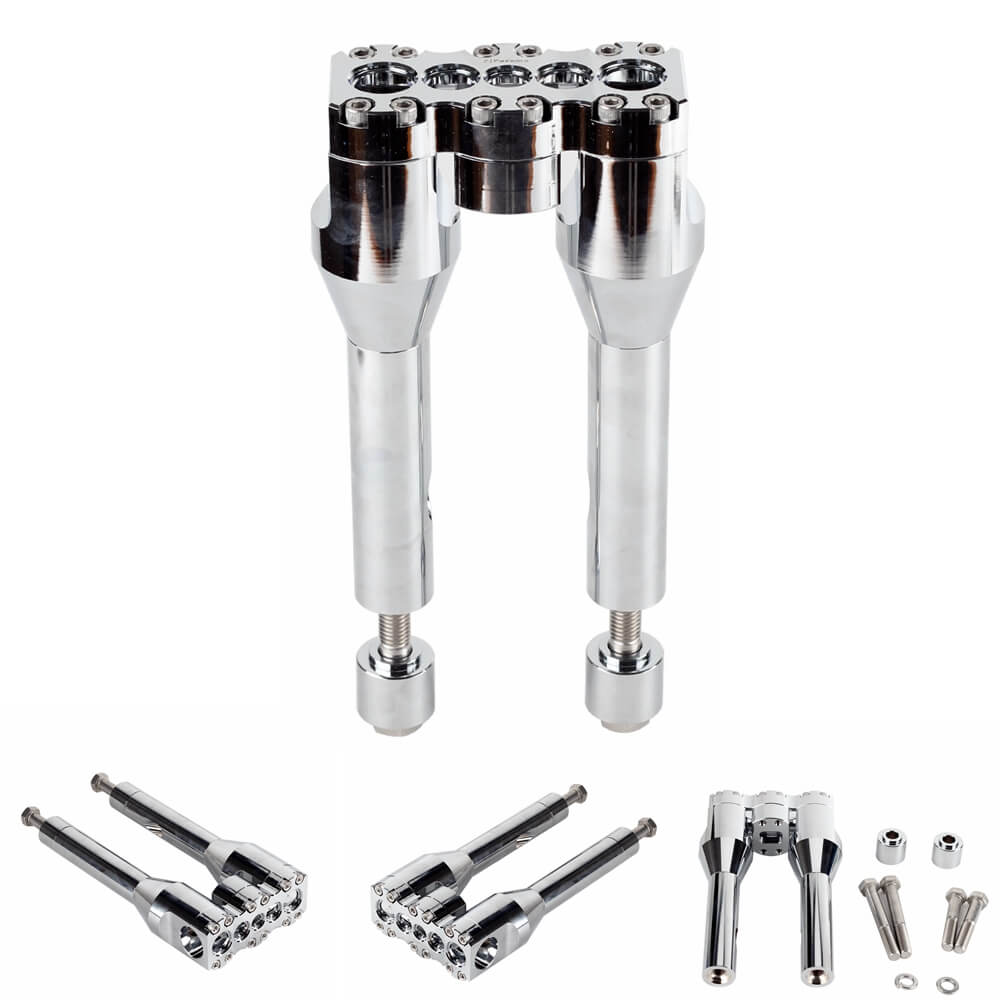 1-1/4" Club Style Top Clamp Straight Upright Modular Handlebar Risers 6″–13″ For Harley Dyna FXR Softail Street bob Road King - pazoma