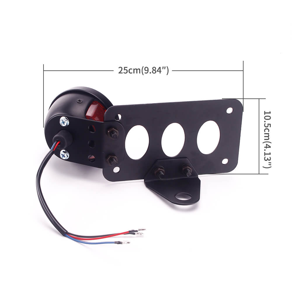 Harley Chopper Bobber Cafe Racer Vintage old school Scrambler Custom Side Axle Mount License Plate Holder Grille Taillight Stop Tail Light - pazoma