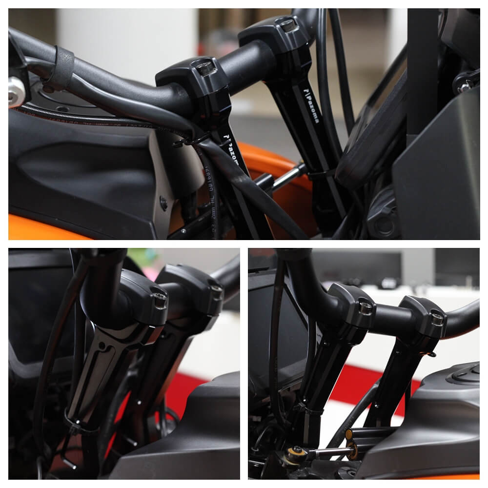 Harley Davidson Pan America CVO 1250 ST RA1250ST Special RA1250SE RA1250S RA1250 Handlebar Tall Risers CNC Aluminum 6061-T6 Black 55900241 2021-2025 - pazoma