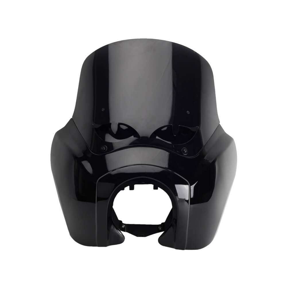 Harley Dyna Street Bob FXR T-Sport TSport Front Fairing Club Style w/12" Eye Shape Vented Windscreen Windshield Headlight Relocation Block - pazoma