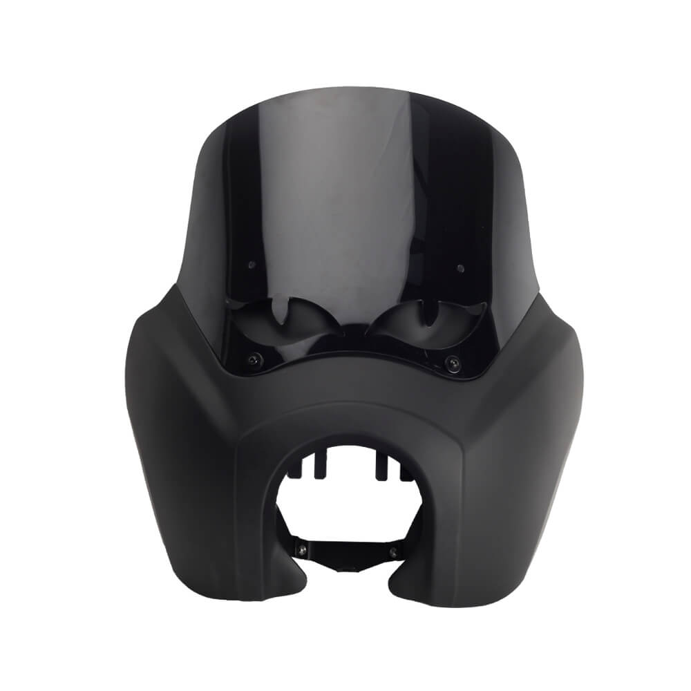 Harley Dyna Street Bob FXR T-Sport TSport Front Fairing Club Style w/12" Eye Shape Vented Windscreen Windshield Headlight Relocation Block - pazoma