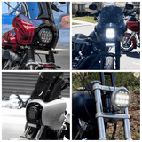 Harley Dyna T-Sport FXR 5.75" Club style LED Headlight Headlamp W/ Conversion Extension Bracket Relocation Block Kit - pazoma