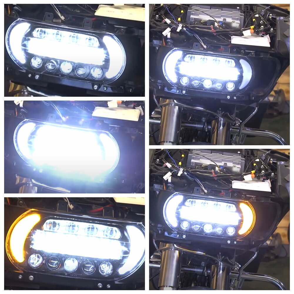 New Motorcycle Harley Road Glide FLTRX FLTRU 2015-2024 Dual LED Headlight Projector Headlamp With Turn Signal & Daylight Running Light DRL - pazoma