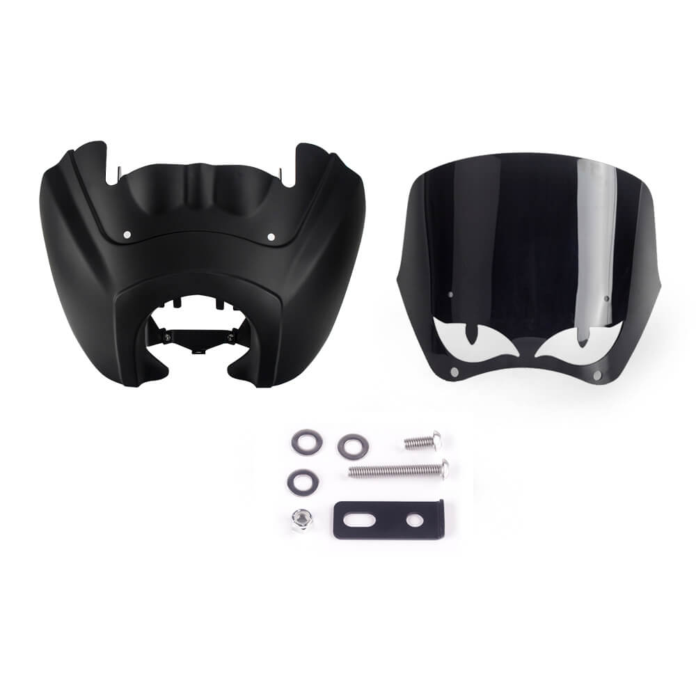 Harley Softail 18+ Street Bob FXBB 114 FXBBS Low Rider FXLR Standard T Sport Fairing w/12" Eye Vented Windshield Headlight Relocation Block - pazoma