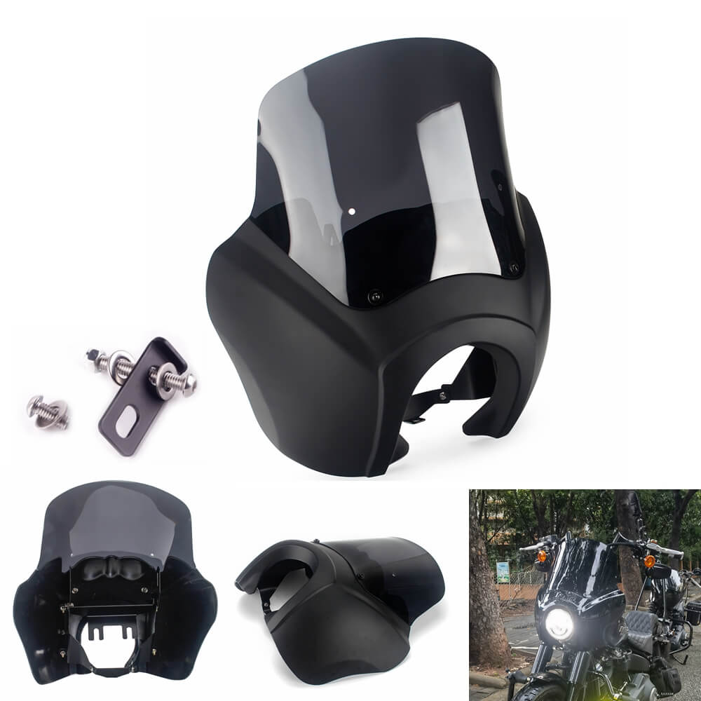 Harley Softail 18+ Street Bob FXBB 114 FXBBS Low Rider FXLR Standard T Sport Fairing Outer w/12" Windshield Headlight Relocation Block - pazoma