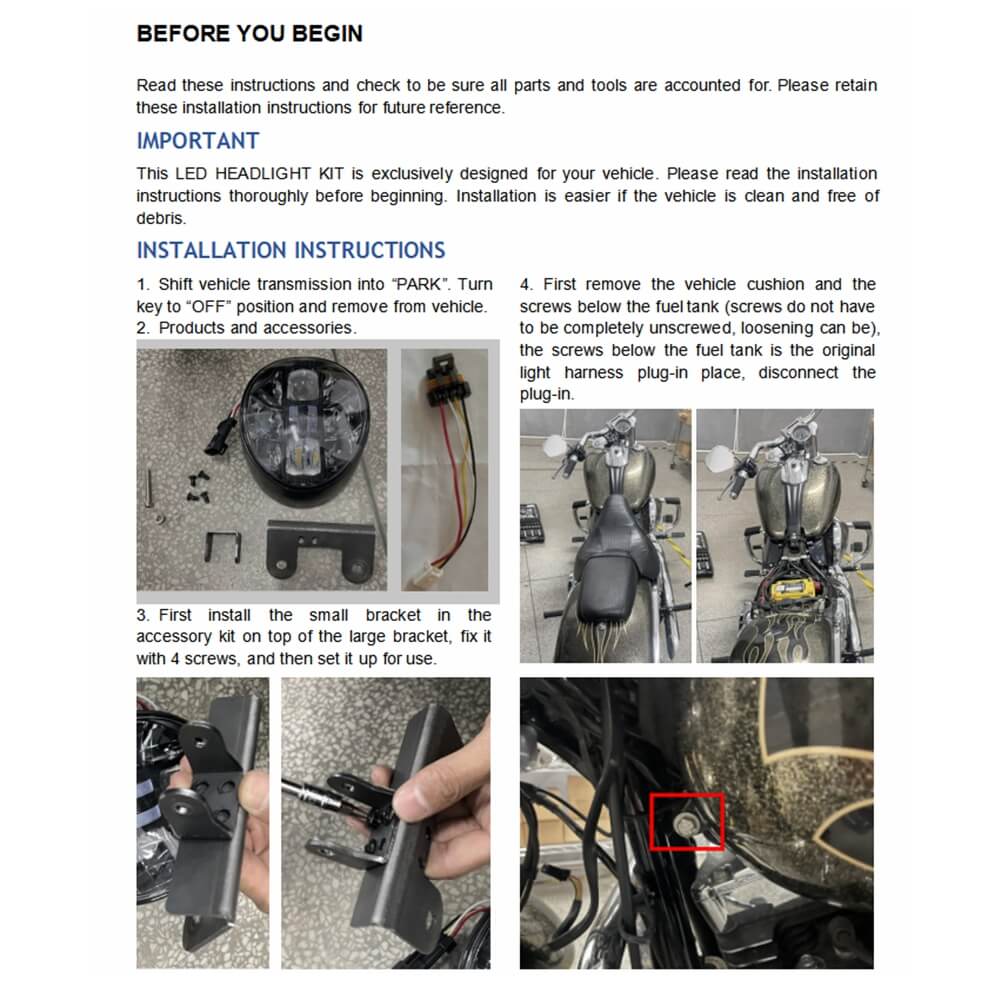 Harley Softail Breakout FXSB 2013-2017 to M8 FXBR LED Headlight Projector Headlamp W/ Conversion Mount Extension Bracket Kit DRL - pazoma