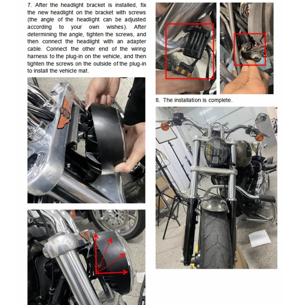 Harley Softail Breakout FXSB 2013-2017 to M8 FXBR LED Headlight Projector Headlamp W/ Conversion Mount Extension Bracket Kit DRL - pazoma