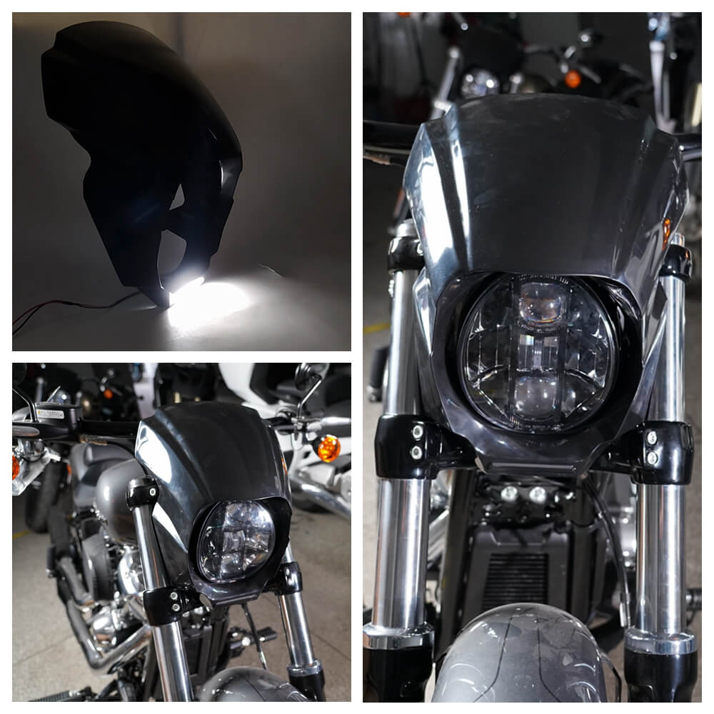 Harley Softail Breakout M8 Breakout 114 FXBR FXBRS Front Headlight Fairing Cover Cowl + LED Headlamp 2018-2022 - pazoma